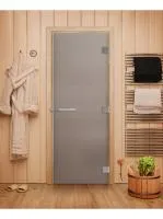 дверь "эталон" (сатин) 200х80, 10 мм, 3 петли, коробка ольха, банный эксперт