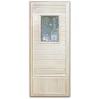 дверь "эконом со стеклом "девушка в баньке" (липа) 185х75, коробка липа. банный эксперт