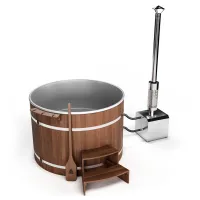 купель шишка с пластиковой вставкой 1700мм (серая чаша/темный фасад) в комплекте печь