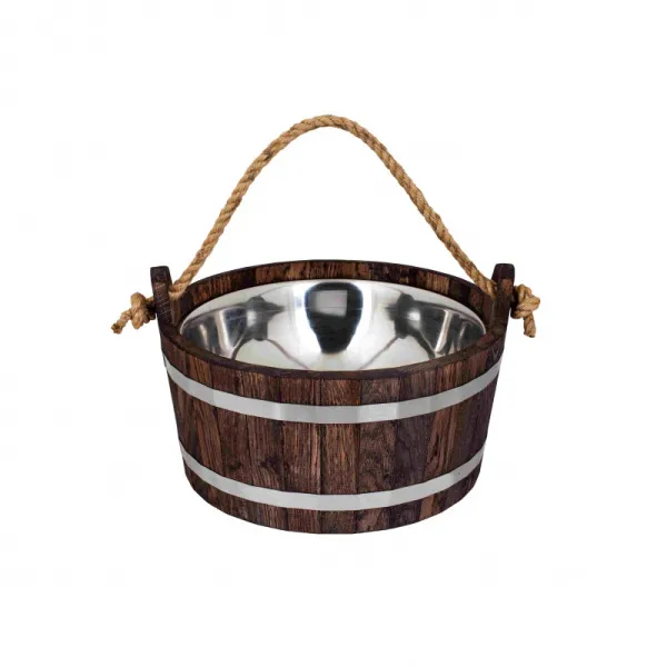 шайка 15л с нержавеющей вставкой woodson дуб в тёмном